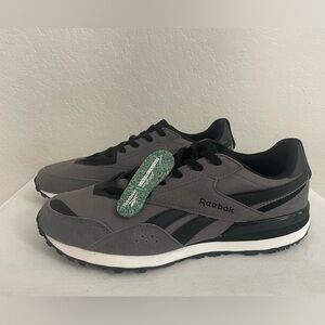 Reebok Men’s Casual Athletic Suede Black Grey White Sneakers, Size 10.5